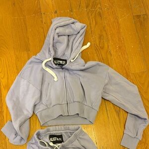 Katie J NYC Lavender Hoodie cropped size large